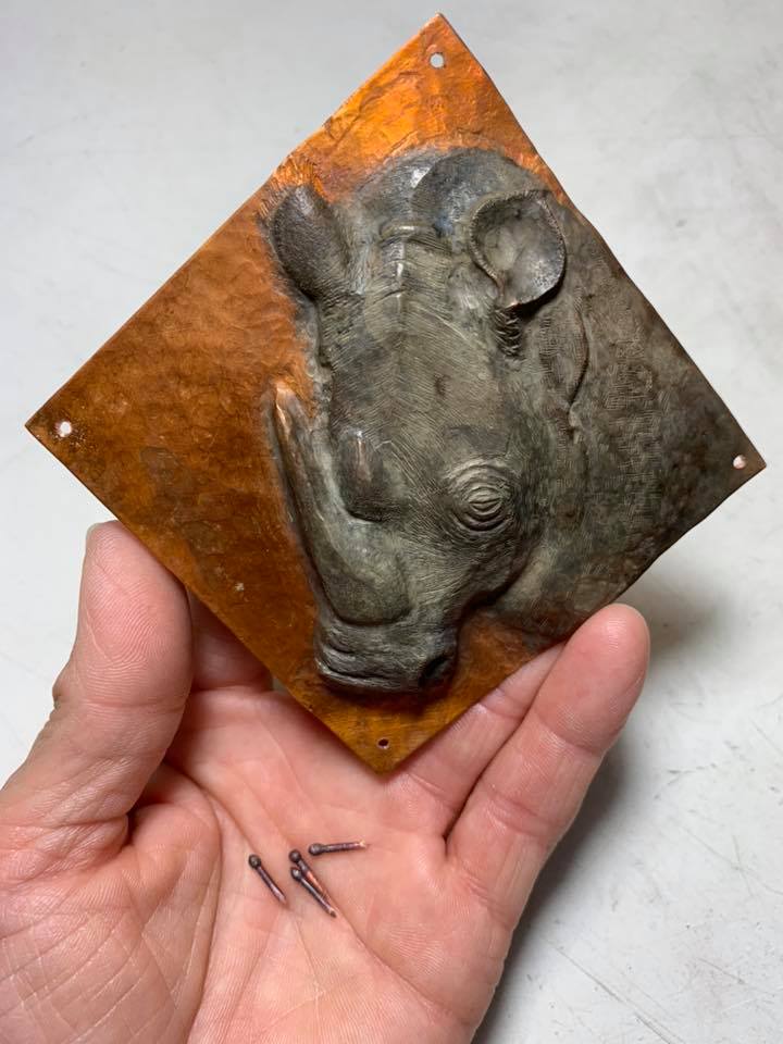  Rhino Gazes At The Moon 