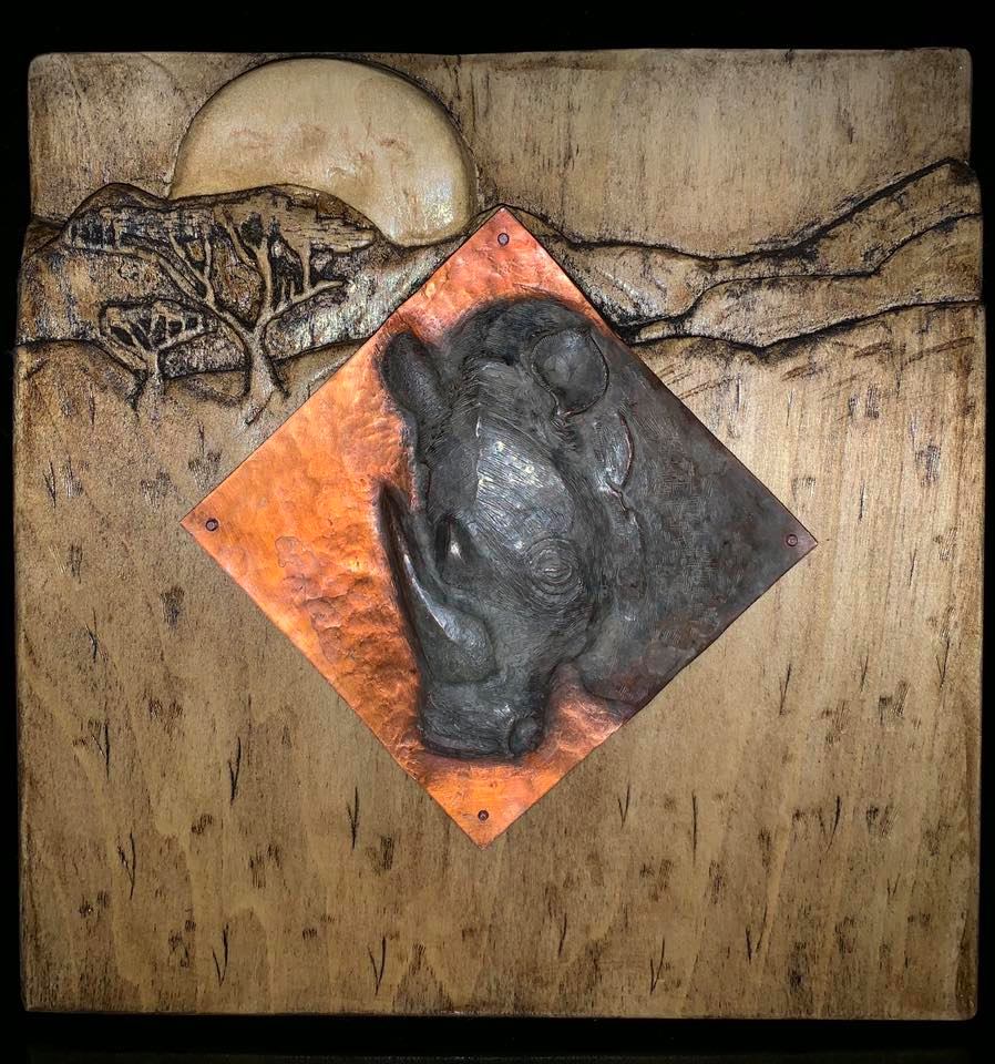  Rhino Gazes At The Moon 