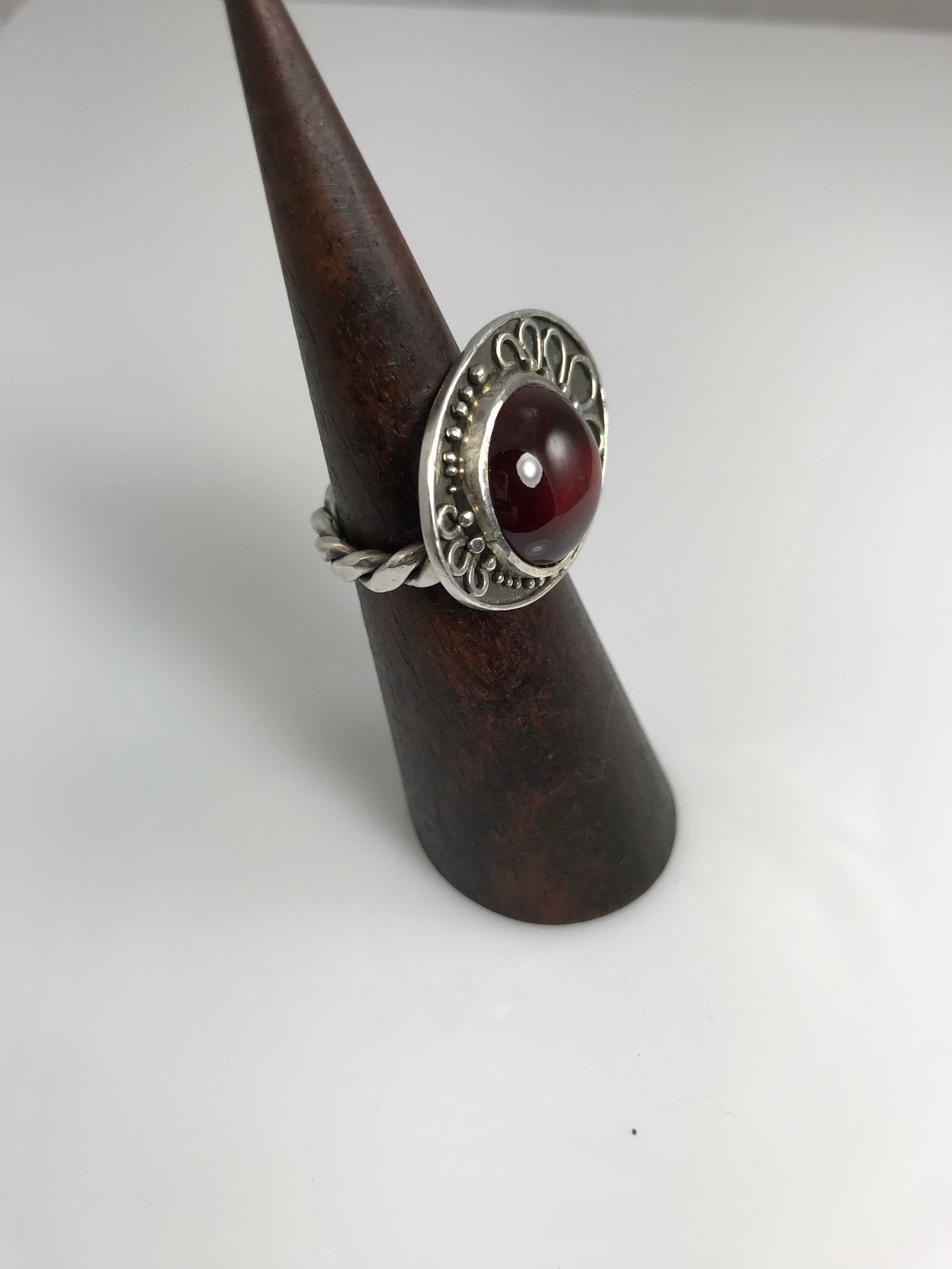  Argentium Garnet Ring 
