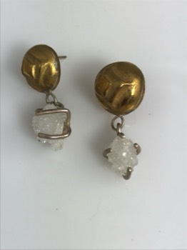  Tuxedo Brass and Crystal Earrings 